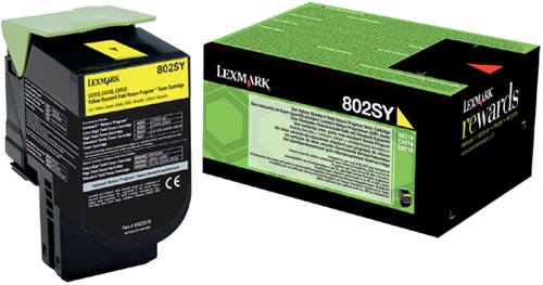 Tonercartridge Lexmark 80C2SY0 802SY geel