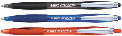 Balpen Bic Atlantis Clic met metalen clip blauw-2