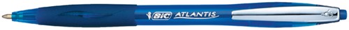 Balpen Bic Atlantis Clic met metalen clip blauw