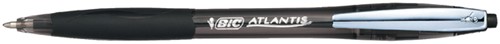 Balpen Bic Atlantis Clic met metalen clip zwart