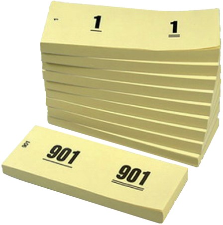 Nummerblok geel pk/1000 loten