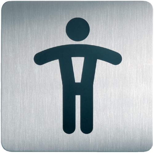 Deurplaatje zelfklevend vierkant 150mm - WC heren