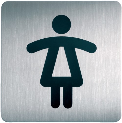 Deurplaatje zelfklevend vierkant 150mm - WC dames