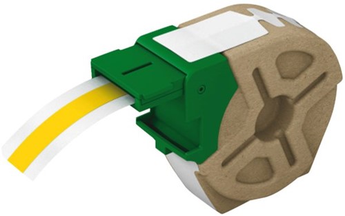 Lettertape Leitz Icon 12mmx10m zwart op geel 70150015
