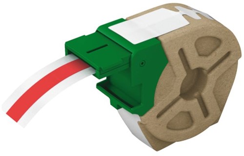 Lettertape Leitz Icon 12mmx10m zwart op rood 70150025
