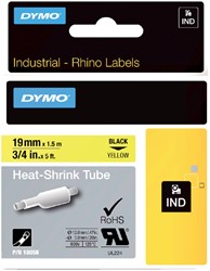 Dymotape Rhino Krimpkous 19mm zwart op geel 18058