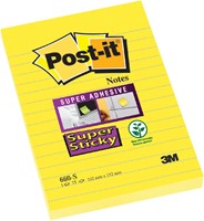 Post-it memoblokje 102x152mm 660S Super Sticky lijn geel blok/75