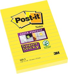 Post-it memoblokje 102x152mm 660S Super Sticky lijn geel blok/75