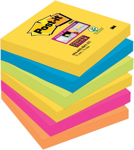 Post-it memoblokje  76x 76mm 654-SSRO Super Sticky rio pk/6