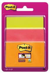 Post-it memoblokje  41x 76mm/76x76mm/76x101mm 3432-SS30 Super Sticky 3x45vel assorti