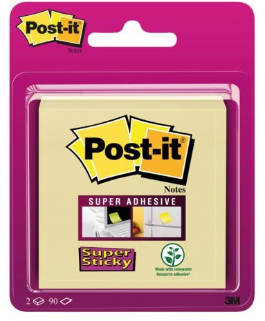 Post-it memoblokje  76x 76mm 6922-SSY Super Sticky 2x90vel geel