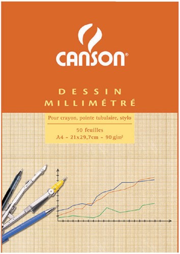 Millimeterblok Canson A4 90gr lichtbruin blok/50vel