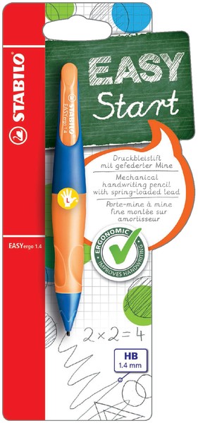Vulpotlood STABILO Easyergo 1.4mm linkshandig ultramarine/neon oranje blister DEKAS