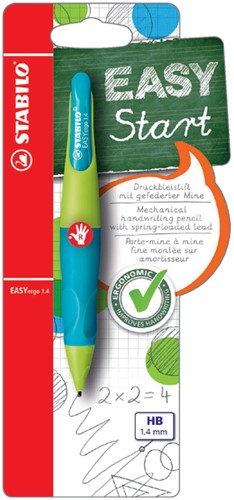 Vulpotlood STABILO Easyergo 1.4mm rechtshandig limoen/aquamarine blister