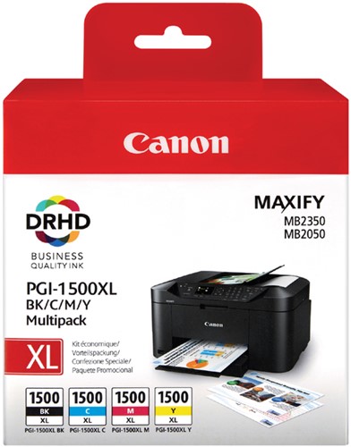 Inktcartridge Canon PGI-1500XL HC zwart + 3x kleur