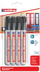 Viltstift edding 3000 rond zwart 1.5-3mm blister pk/4