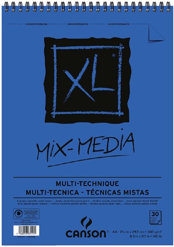 Aquarelblok Canson XL Mix Media A4 300gr 30vel