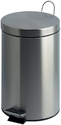 Afvalbak pedaalemmer rond 20 liter mat RVS