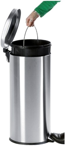Afvalbak pedaalemmer rond 30 liter mat RVS