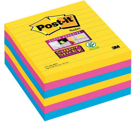 Post-it memoblokje 101x101mm 675-SSRO Super Sticky rio pk/6