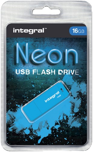 USB-stick 2.0 Integral fd 16GB neon blauw