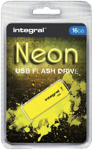 USB-stick 2.0 Integral fd 16GB neon geel