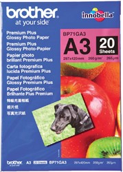 Inktjetpapier Brother A3 260g glossy pk/20vel
