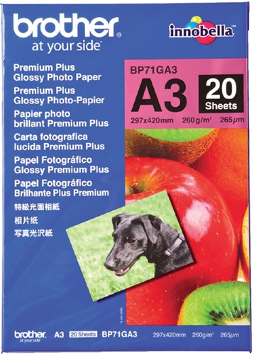 Inktjetpapier Brother A3 260g glossy pk/20vel