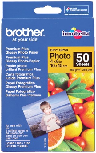 Inktjetpapier Brother 10x15cm 260g glossy pk/50