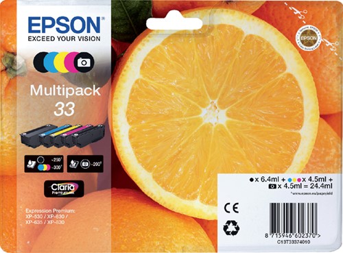 Inktcartridge Epson T333740 33 2x zwart 3 kleuren