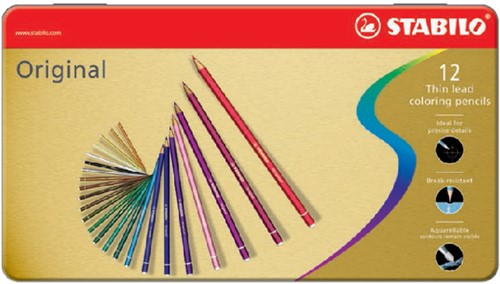 Kleurpotloden STABILO Original assorti blik/12 12 Stuk