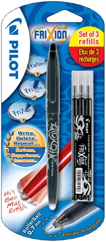Rollerpen Pilot Frixion BL-FR7  0.35mm + 3 vullingen zwart