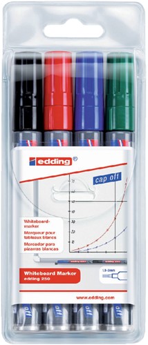 Viltstift Edding 250 whiteboard rond 1,5-3mm assorti 4/st
