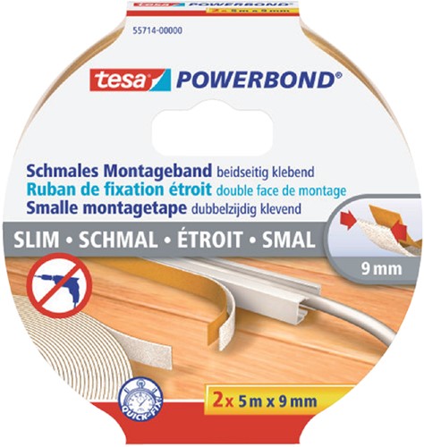 Plakband Tesa Powerbond slim montage 9mmx5m pk/2