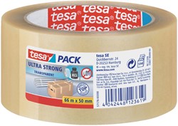 Verpakkingstape Tesa 50mmx66m 57176 transparant ultra sterk PVC