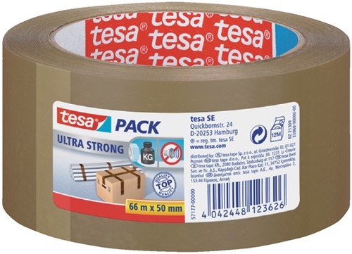 Verpakkingstape Tesa 50mmx66m 57177 bruin ultra sterk PVC