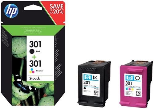 Inktcartridge HP N9J72AE (301) zwart + kleur