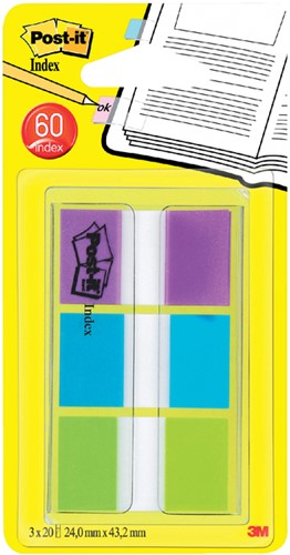 Indextabs 3M Post-it 680PBG assorti 3x20stuks