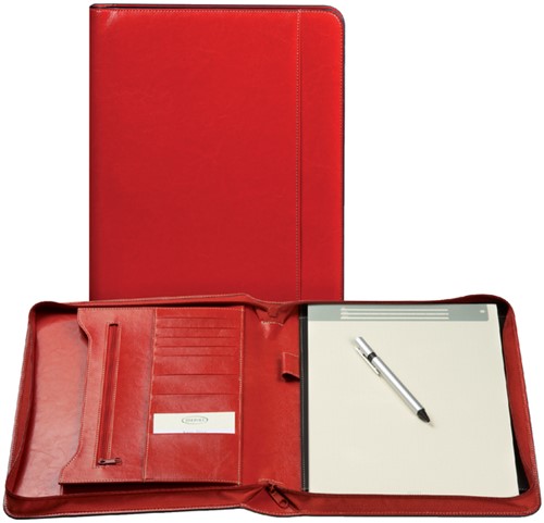 Schrijfmap Palermo A4 luxe met rits rood