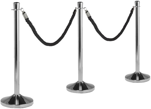 Koord afzetpaal Securit chrome 150CM zwart-2