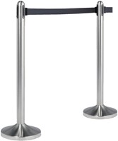 Afzetpaal Securit RVS 100cm rolband 210cm zwart-2