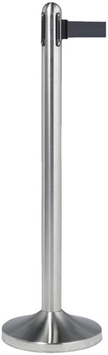 Afzetpaal Securit RVS 100cm rolband 210cm zwart