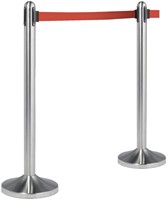 Afzetpaal Securit rvs 100cm rolband 210cm rood-2