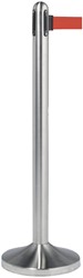 Afzetpaal Securit rvs 100cm rolband 210cm rood