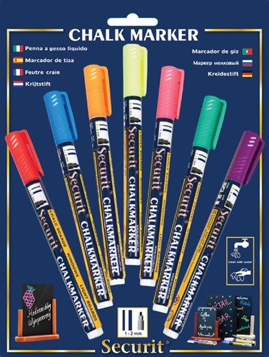 Krijtstift Securit SMA-100 rond 1-2mm assorti pk/7