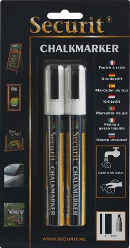 Krijtstift Securit SMA-510 schuin 2-6mm wit pk/2