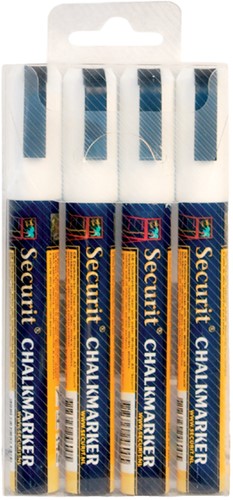 Krijtstift Securit SMA-510 schuin 2-6mm wit pk/4