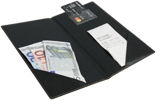 Betaalmap Securit 23x13cm pu leer zwart