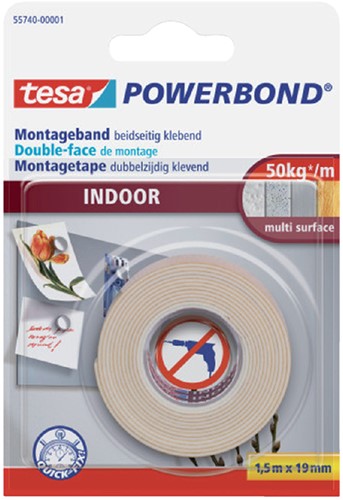 Plakband dubbelzijdig foam Tesa 55740 19mmx1,5m 