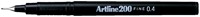 Fineliner Artline 200 rond 0.4mm zwart